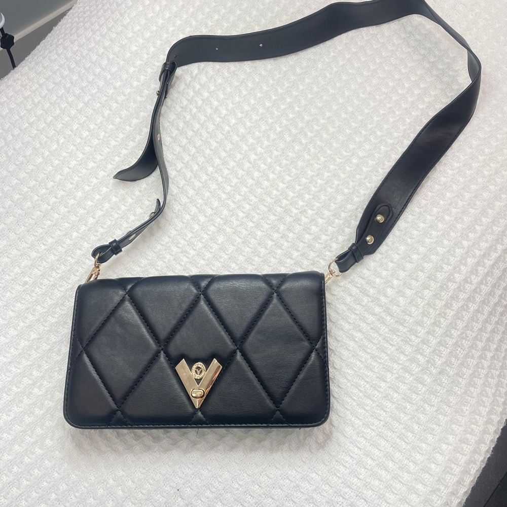 Valentino Orlandi Black Quilted Crossbody Bag